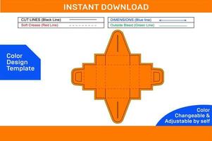 Food mug buttole, gift carrier box, Carrier box dieline template and 3D box Color Design Template vector