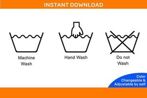 WASHING SYMBOLS FULL SET VECTOR DESIGNColor Design Template