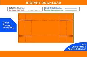 Tray Corrugated Folding box dieline template and 3d box design Color Design Template vector