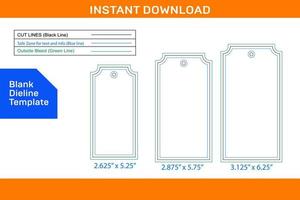 Medium size different Custom Tag dieline templateBlank dieline template vector