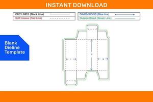 Reverse tuck end Square folding box Dieline template and 3D Box design Blank dieline template vector