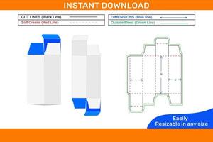 Reverse tuck end Square folding box Dieline template and 3D Box designBox dieline and 3D box vector