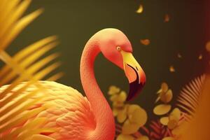 Summer festive with flamingo background, Tropical summer time. photo