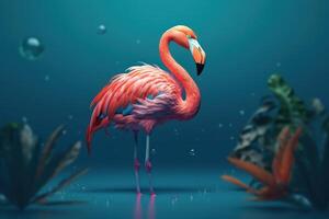 Summer festive with flamingo background, Tropical summer time. photo