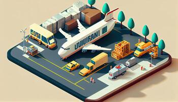 Isometric diorama of a logistic and transportation concept photo