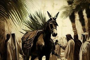 PalmSunday on the occasion of Jesus' entry into Jerusalem generrated ai photo