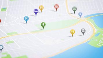 Smartphone aplicativo mapa com compras alfinetes video
