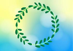 Abstract circle line plant green leaf pastel vivid gradient decoration background vector