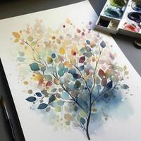 simple watercolor painting, pretty, calm, beautiful colors, Generate Ai photo