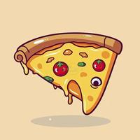 volador rebanada de Pizza dibujos animados vector ilustración. rápido comida concepto aislado vector. plano dibujos animados estilo, generar ai foto