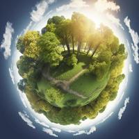 Free photo sphere with trees, generat ai