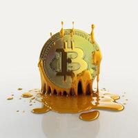 bitcoin melting on white background image photo