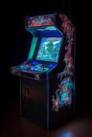 A Holographic street fighter Arcade Game generative AI photo