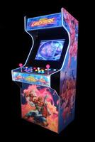 A Holographic street fighter Arcade Game on black background photo