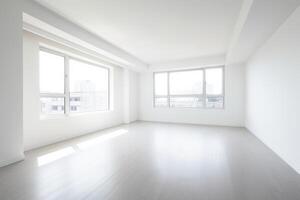 un blanco grande brillante vacío habitación generativo ai foto