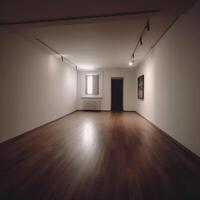 A wide symmetrical shot film photo of empty room