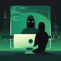A computer screen cyber attack logo photo