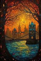 The tower bridge london beautiful art work generative AI photo