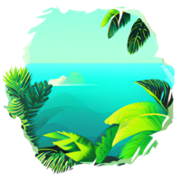 feuille tropical badge illustration png