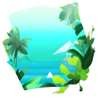 feuille tropical badge illustration png