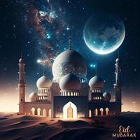 Beautiful Eid mubarak arabic islamic background and banner Design. photo