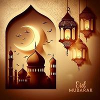 Beautiful Eid mubarak arabic islamic background and banner Design. photo