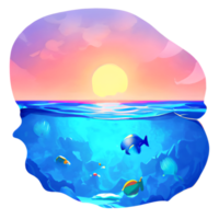 sea underworld with sun light png