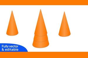 Cone dieline cone making without glue vector design3D box