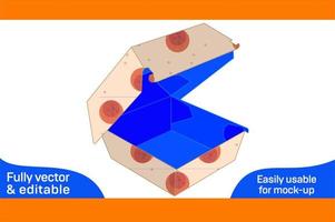 hamburguesa caja dieline plantilla, rápido comida hamburguesa caja embalaje dieline modelo y 3d caja3d caja vector