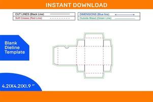 Custom Straight tuck end packaging box deline template and 3D box design easily editable resizeable Blank dieline template vector