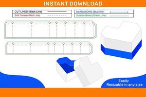 Chocolate box heart shape, gift heart box dieline template and 3d vector file Box dieline