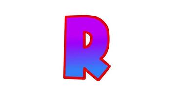 a carta r com uma gradiente cor esquema do azul misturado com roxo, e uma linha arte efeito usando vermelho, verde, azul cores video