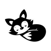 el silueta de un astuto zorro linda animal dibujos animados para niños vector