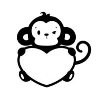 silueta de un travieso pequeño mono linda animal dibujos animados para niños vector