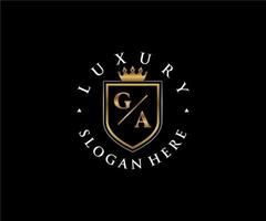 Initial GA Letter Royal Luxury Logo template in vector art for Restaurant, Royalty, Boutique, Cafe, Hotel, Heraldic, Jewelry, Fashion and other vector illustration.