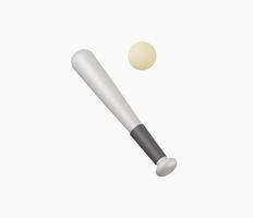 3d Realistic Wooden baseball bat and ball vector illustration