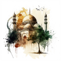 Watercolor painting of a mosque png