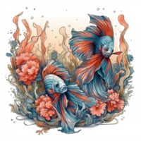 Aquarell Gemälde von Betta Fisch png