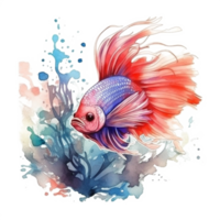 Watercolor painting of betta fish png