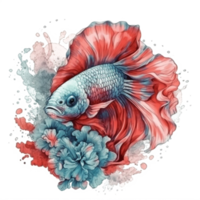 Aquarell Gemälde von Betta Fisch png