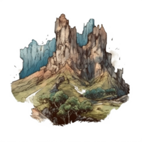 aquarelle La peinture de montagnes png