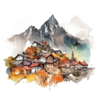 Aquarell Gemälde von Berge png