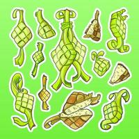 Hand Drawn Ketupats Sticker Pack vector