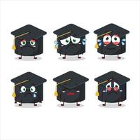 College hat cartoon character with sad expression vector