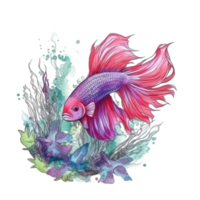 Aquarell Gemälde von Betta Fisch png