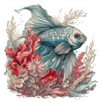 Watercolor painting of betta fish png