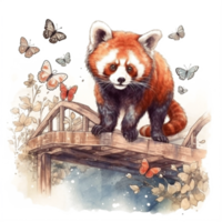 Watercolor painting of a red panda png