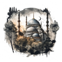 Watercolor painting of a mosque png