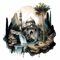 waterverf schilderij van een moskee png