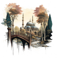 vattenfärg målning av en moské png